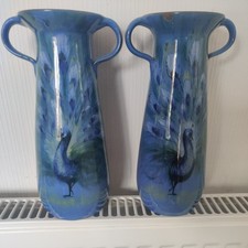 Torquay Peacock Vases. Set of