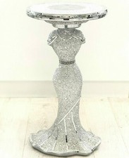 Silver Mirrored Side Table Modern Plant Stands Bed Side Sparkle End Romany Pearl