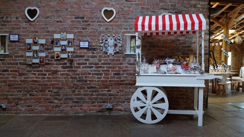 Sweet cart with glass bowls