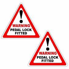 2 x Signs Warning Pedal Lock Fitted Stickers Security Anti-Theft Car Notice