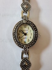 Philip Mercier Ladies Marcasite Watch Quartz Good Working Order
