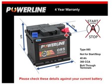 Battery fits FORD ORION Mk3 1.8D 1993 085 360A 40Ah 4Yr Warranty 210x175x175 New