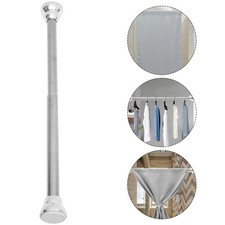  Brushed Steel Curtain Pole Extendable Rod Rv Shower Bay Window Rods