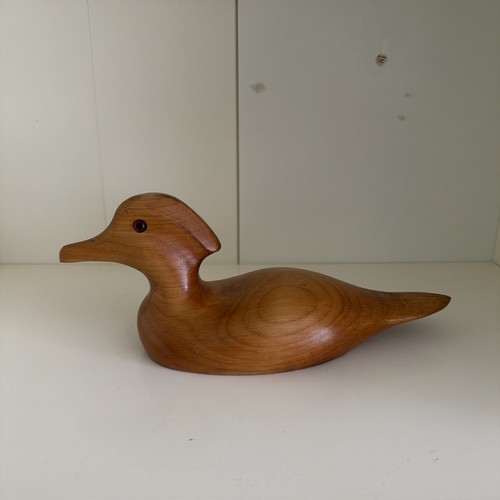 Vintage wood carved duck - carved,