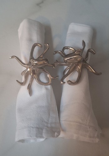 Octopus silver napkin rings - silver,