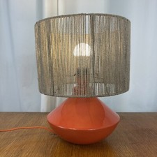 Retro Mid Century Style Table Lamp Swedish Designer Nordic Jute Lampshade Orange