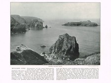 Mullion Cove and Island Cornwall Antique Print Picture Old Victorian 1900 ROC#39
