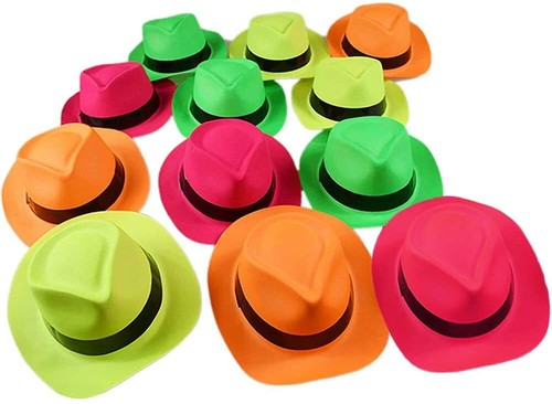 24pcs neon plastic party hats - neon,