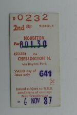British Railway Ticket 0232 Norbiton to Chessington North 2nd class 