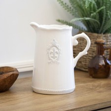White Fleur De Lis Jug Vase