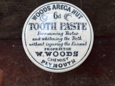 59560 Old Vintage Antique Printed Ironstone Tooth Paste Pot Lid Plymouth Woods