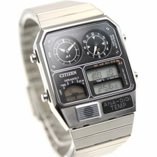 CITIZEN ANA-DIGI TEMP JG2101-78E Silver Analog Digital Vintage Men Watch NEW