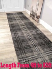 Grey Tartan Hall Runner Rug