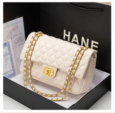 Real Leather Bag, Women's Diamond Grid Chain, Versatile Crossbody Handbag