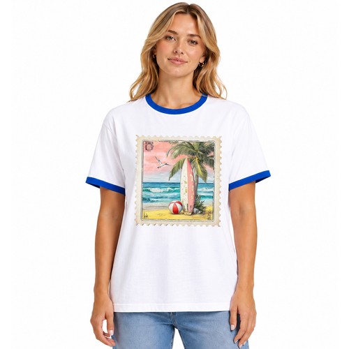 Surfboard beach scene womens - surfboard,