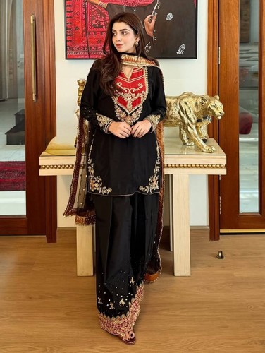 Bashful black cotton gharara - bashful,