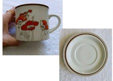 Vintage  Royal Doulton Lambethware "Fieldflower"  Cups (Small Mugs) and Saucers