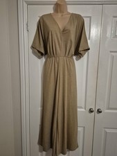 Beige Short Sleeve Wide Leg