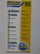 Scottish Citylink Aberdeen Dundee Glasgow Kilmarnock bus timetable 1986