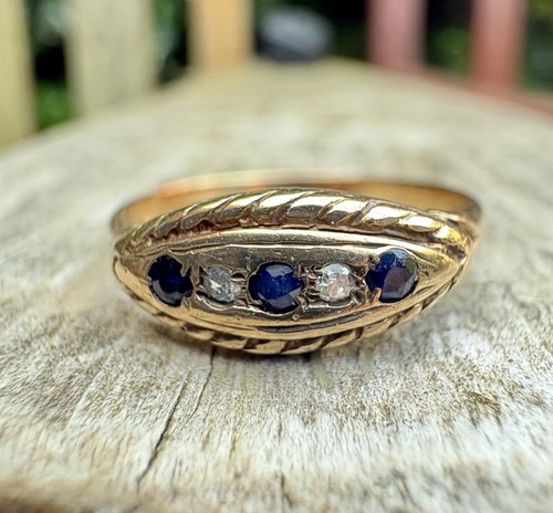 Antique 9ct gold sapphire - antique,