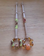 2 Wood Lace Bobbins. Wood with