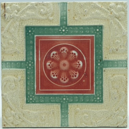 Antique fireplace tile - tile, moulded