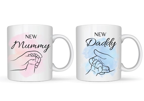 Mummy and daddy mugs gift - mugs, set