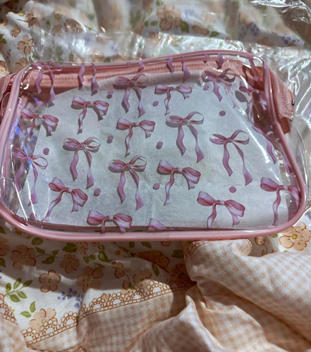 Clear pink plastic zip - zip, make-up