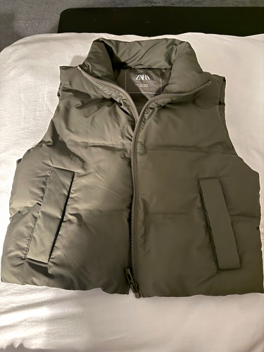 Zara khaki cropped puffer - khaki,