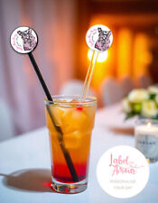 PERSONALISED Hen Do Party Wedding Favour Clear Cocktail Stirrers Swizzle 12 Pack