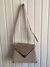 LYDC Beige Stone Handbag Shoulder Bag Faux Reptile Skin Effect w/ Diamante FO