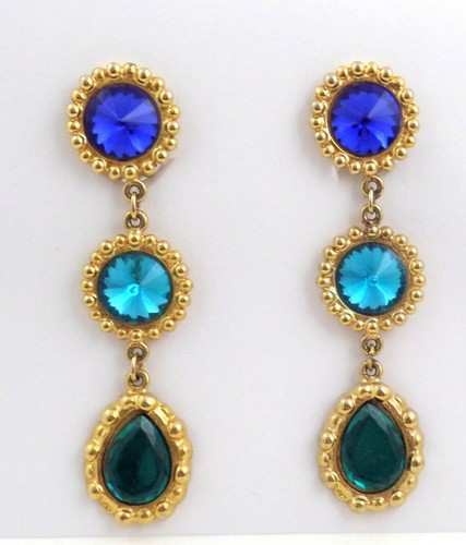 Vtg dangle earrings blue - dangle,