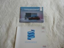 TOYOTA CAR BROCHURES X 2 ON HYBRID MODELS INTRODUCTION FACTS  UK ITEMS