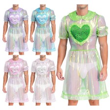 UK Mens Sissy Satin Maid Dress
