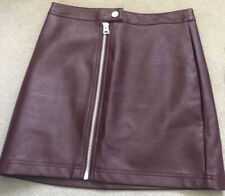 Topshop Purple Faux Leather PVC Zip-Up Mini Skirt Size 10 New Christmas Party