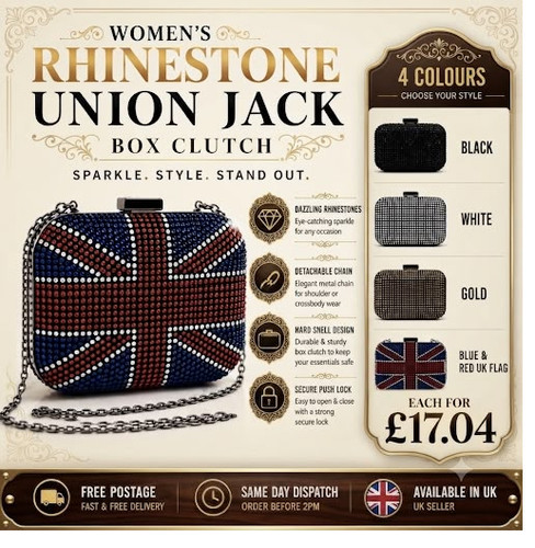 Women rhinestone union jack - rhinestone,