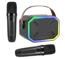 Karaoke Machine for Kids and Adults,Mini Portable Bluetooth Speaker 2 Mikes