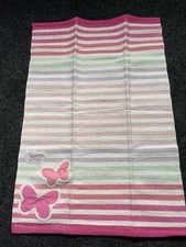 Next Kids Butterfly Rug 70x100cm | Pink Stripe | 100% Cotton | New Without Tags