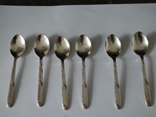 6 ANGORA SILVER PLATE Demitasse Floral Silverplate Espresso Spoons 12cm EPNS