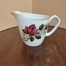 Vintage Fine Bone China Alfred Meakin Creamer Jug Roses Pattern Gold Rim GC