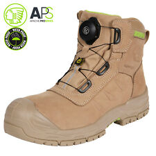 Apache Mens Waterproof Safety Boots Churchill Stone Leather Wide Fit Toe Cap ESD