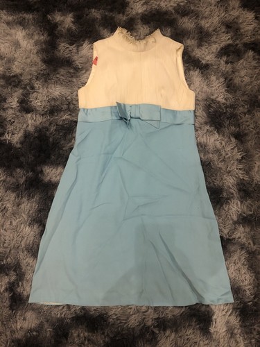 Vtg 60s ivory pale blue - ivory,