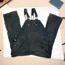 mens black DICKIES dungarees W38xL30 heavy cotton overalls.