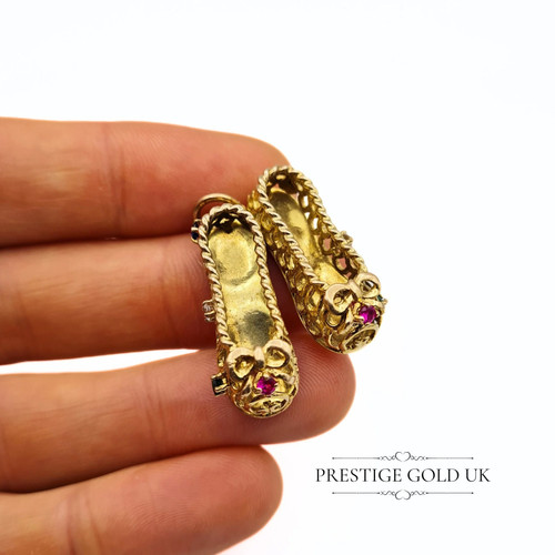 Vintage 9ct gold slippers - vintage,