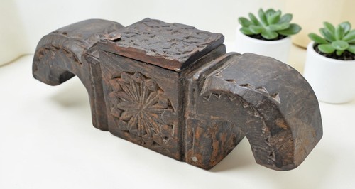 Antique wooden salt spice box - salt,