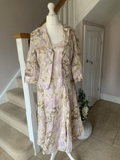 Steilmann 2 Piece Dress Set Matching Jacket 100% Linen Formal Occasion Size 12