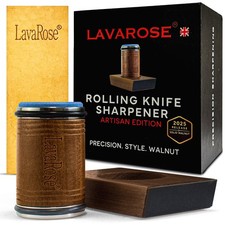 LavaRose Rolling Knife Sharpener.  Premium Solid Walnut Base & Roller (EX DEMO)