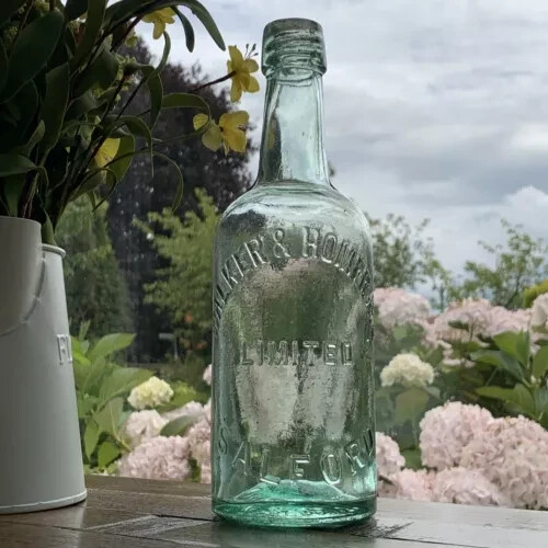 Clear green old bottle walker - old,