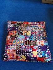 Unique Handmade Patchwork Cushion Cover + Pad, made in woven 100% silk, in vgc
