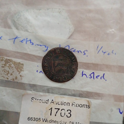 1669 tetbury farthing token - tetbury,